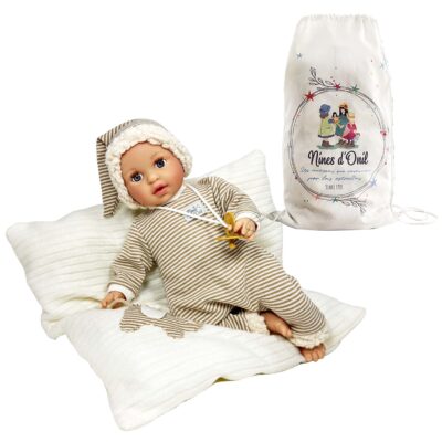 αιδική κούκλα μωρό Alex dreamer με καφέ πυτζαμάκια και αξεσουάρ-40εκ.